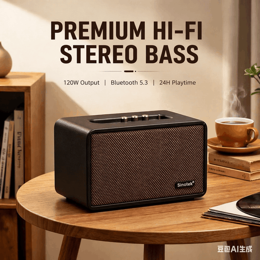 120W Hi-Fi Bluetooth Speaker - Premium Leather, Deep Bass, 360° Sound, 18H Playtime & Karaoke/Instrument for Immersive Home Listening, Lively Karaoke Nights, Music Practice