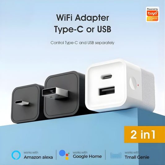 Tuya Smart USB Adapter Switch – Control Micro-USB / USB-C Powered Device Like Lamps, Chargers, or Fans via Mobile APP, Amazon Alexa, Google Home | WiFi & Zigbee Mini Power Controller