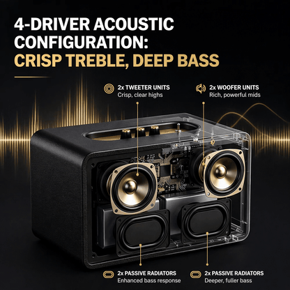120W Hi-Fi Bluetooth Speaker - Premium Leather, Deep Bass, 360° Sound, 18H Playtime & Karaoke/Instrument for Immersive Home Listening, Lively Karaoke Nights, Music Practice