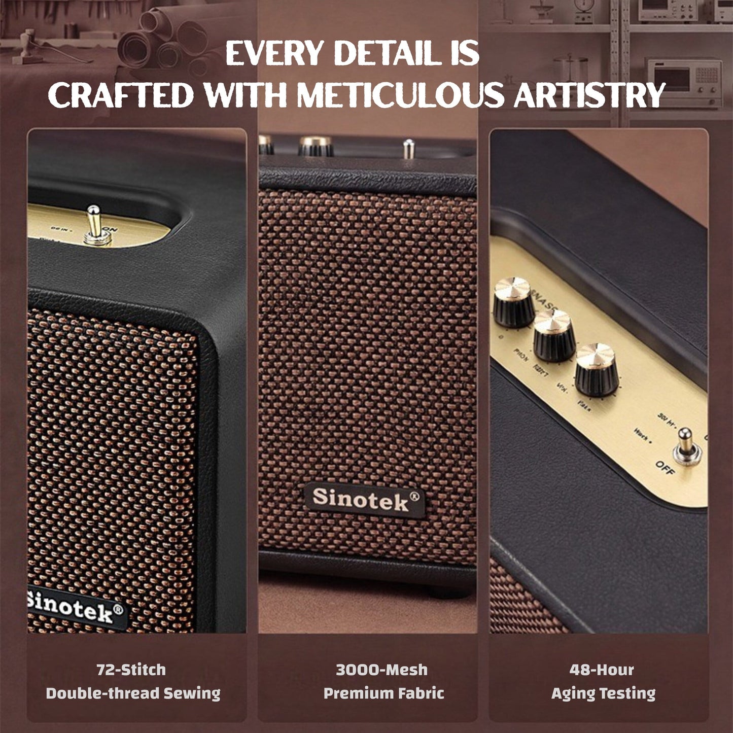 120W Hi-Fi Bluetooth Speaker - Premium Leather, Deep Bass, 360° Sound, 18H Playtime & Karaoke/Instrument for Immersive Home Listening, Lively Karaoke Nights, Music Practice