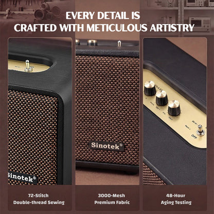120W Hi-Fi Bluetooth Speaker - Premium Leather, Deep Bass, 360° Sound, 18H Playtime & Karaoke/Instrument for Immersive Home Listening, Lively Karaoke Nights, Music Practice