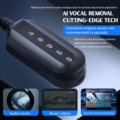 AI Vocal Remover Device - Plug Into Your Speakers and Turn It To Karaoke Machines | All Local/Online Audio & Music Videos Support