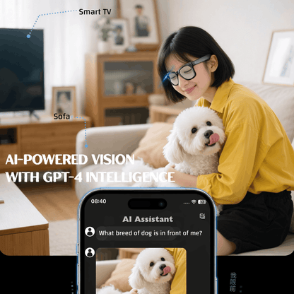 AI Smart Glasses with 8MP HD Camera, Dual-Mic Noise Reduction, Translation Support & Voice Assistant to Capture Life Hands-Free, Understand World, & Communicate Across Languages