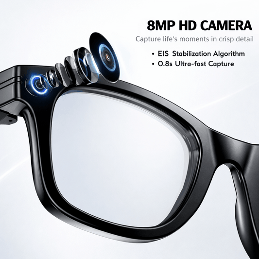AI Glasses with 8MP HD Camera, Dual-Mic Noise Cancellation, AI Vision, Real-Time Translation & Voice Assistant to Capture Life Hands-Free, Understand World Instantly, & Communicate Across Languages