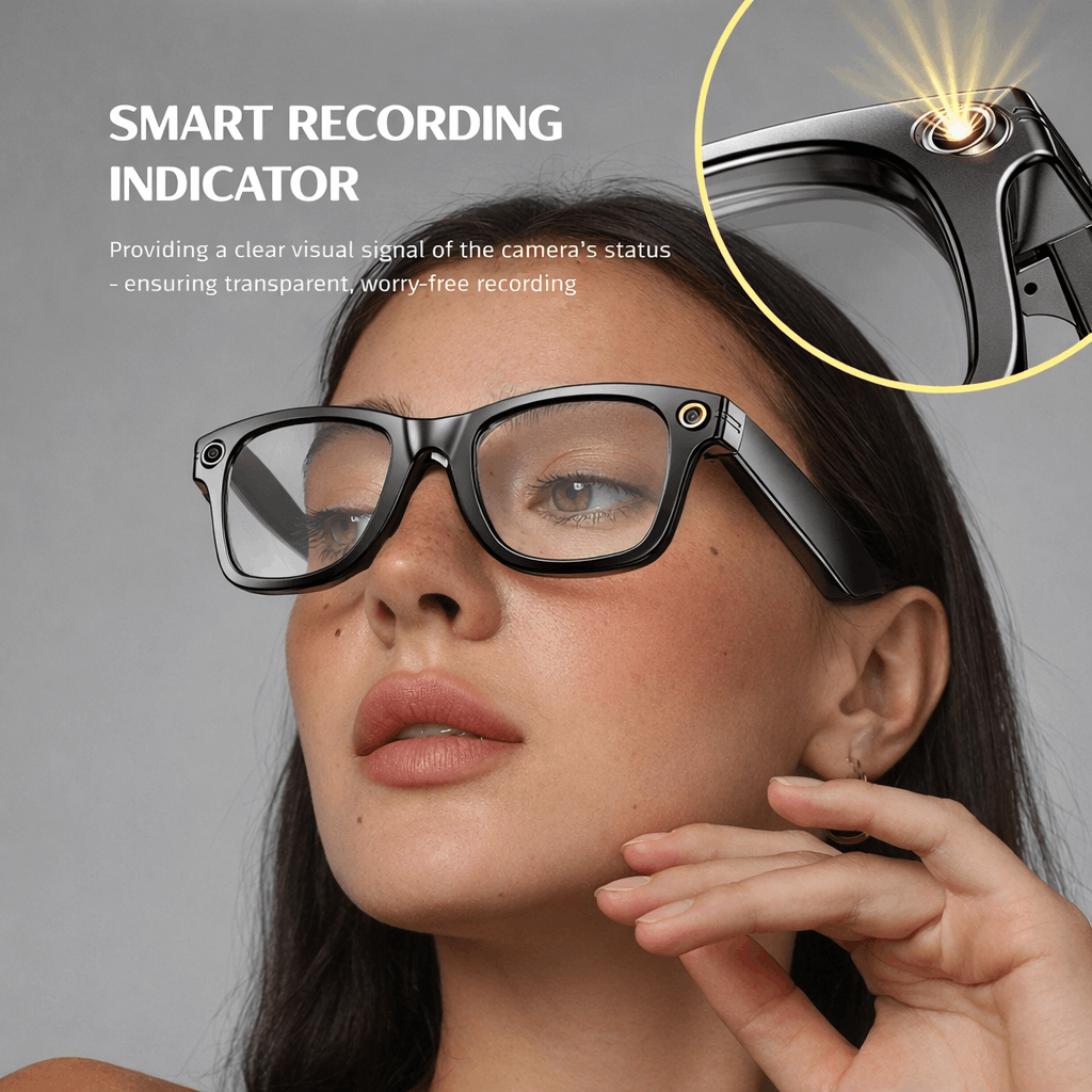 AI Smart Glasses with 8MP HD Camera, Dual-Mic Noise Reduction, Translation Support & Voice Assistant to Capture Life Hands-Free, Understand World, & Communicate Across Languages