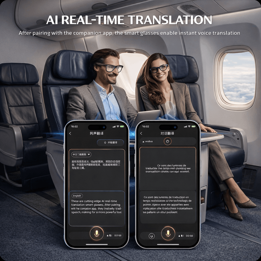AI Smart Glasses with 8MP HD Camera, Dual-Mic Noise Reduction, Translation Support & Voice Assistant to Capture Life Hands-Free, Understand World, & Communicate Across Languages