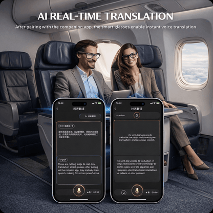 AI Smart Glasses with 8MP HD Camera, Dual-Mic Noise Reduction, Translation Support & Voice Assistant to Capture Life Hands-Free, Understand World, & Communicate Across Languages