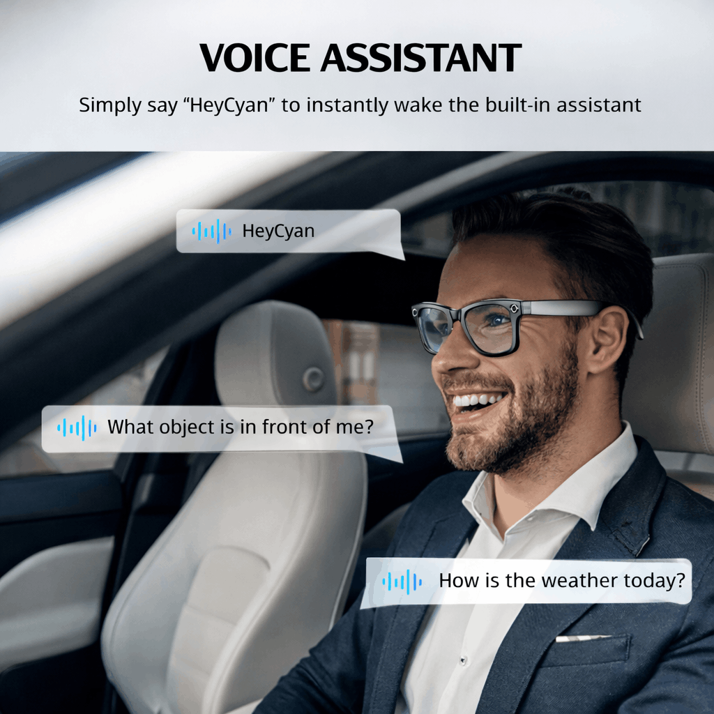 AI Smart Glasses with 8MP HD Camera, Dual-Mic Noise Reduction, Translation Support & Voice Assistant to Capture Life Hands-Free, Understand World, & Communicate Across Languages