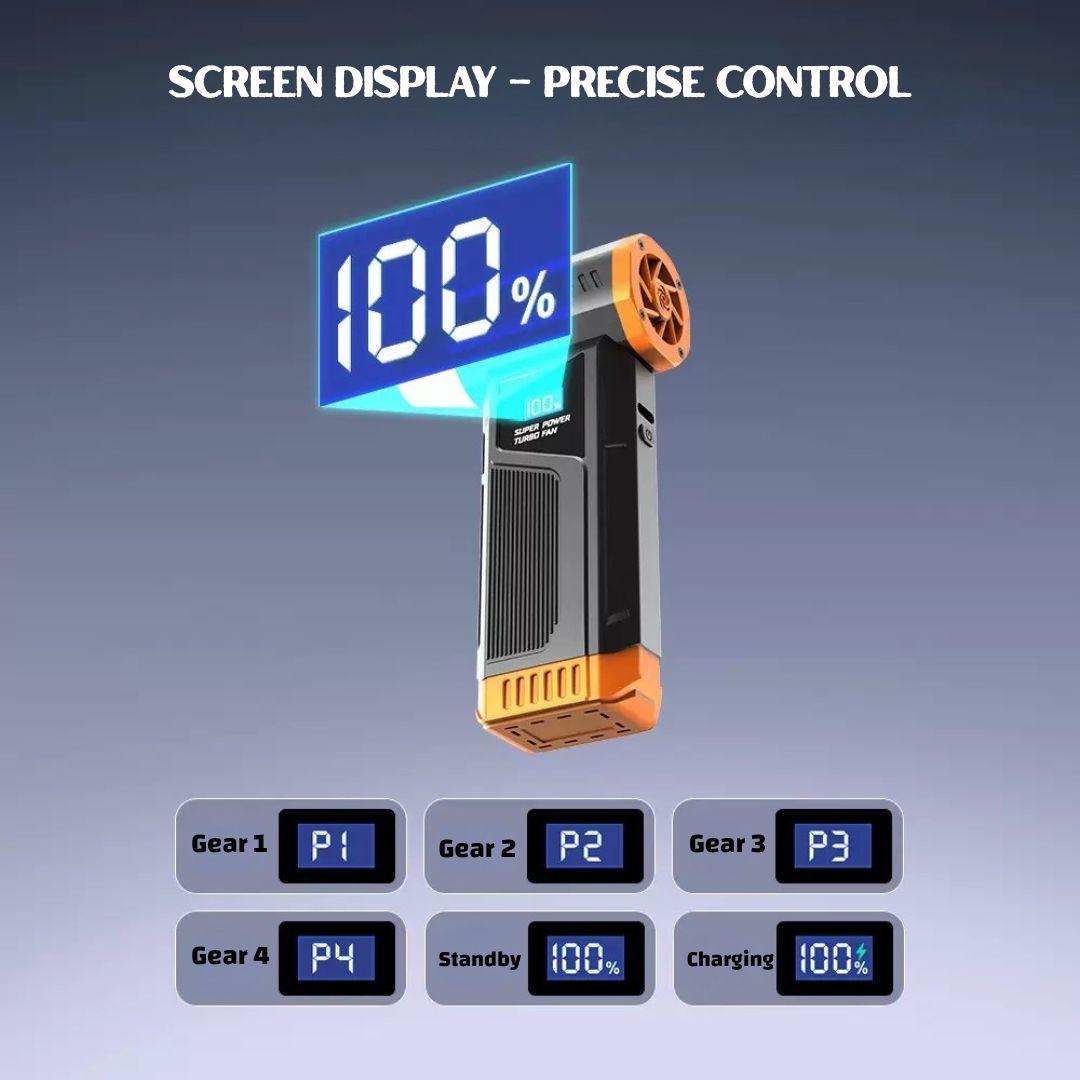 2025 New Handheld Turbo Electric Air Duster with Screen | 110,000RPM Brushless Motor | For Keyboards, Laptops, Computer Cases, Car Interiors, Home Corners, Furniture Gaps