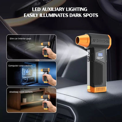 2025 New Handheld Turbo Electric Air Duster with Screen | 110,000RPM Brushless Motor | For Keyboards, Laptops, Computer Cases, Car Interiors, Home Corners, Furniture Gaps