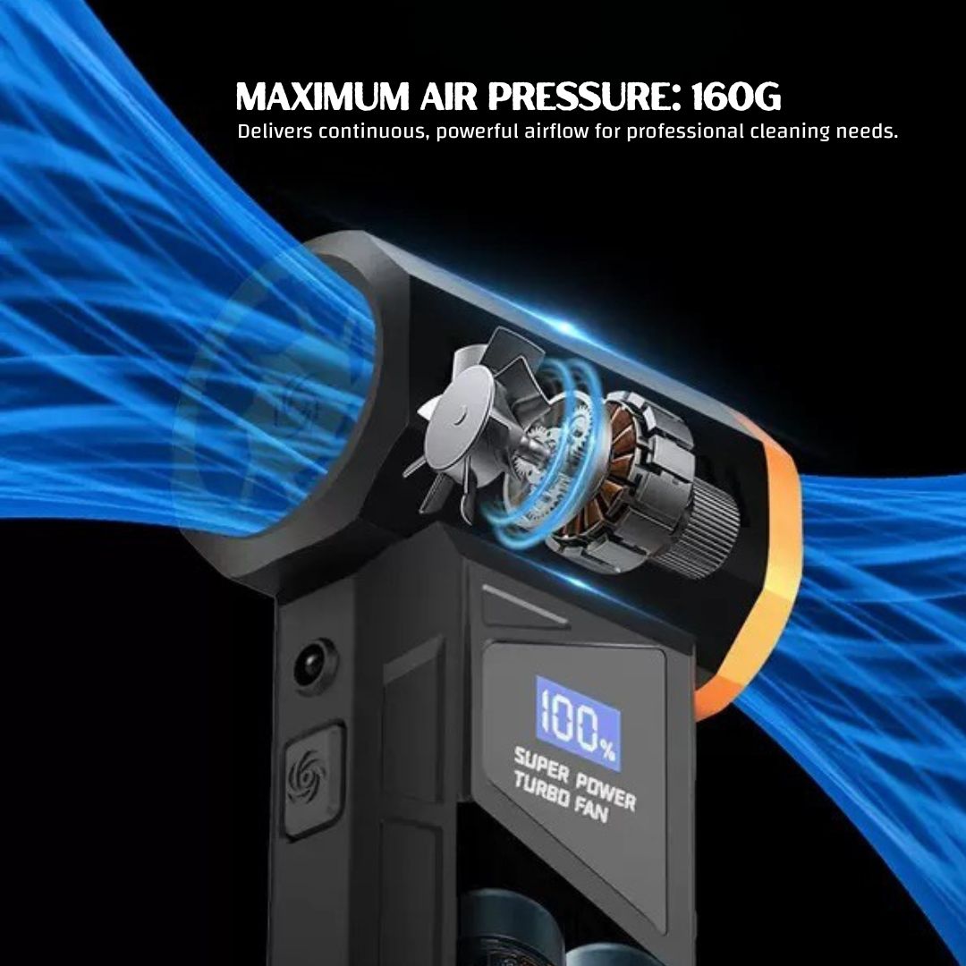 2025 New Handheld Turbo Electric Air Duster with Screen | 110,000RPM Brushless Motor | For Keyboards, Laptops, Computer Cases, Car Interiors, Home Corners, Furniture Gaps