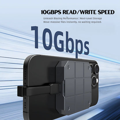 Magnetic M.2 SSD Enclosure / External SSD Case for iPhone & Android - 10Gbps USB 3.2 Gen 2 High-Speed Storage with Heat Dissipation & Drop Protection
