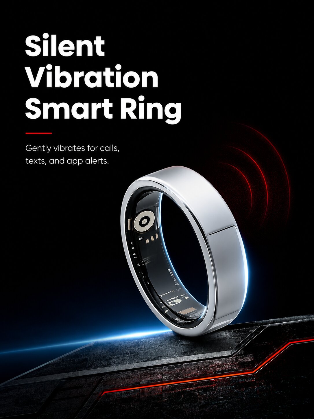 GX-SR22 Silent Vibration Smart Ring with Hands-Free Gesture Control, 24/7 Health Tracking, Stress Insights, Sleep Monitor, Daily Activity Tracking, and More for Work, Sleep, Fitness & Travel