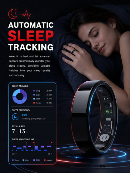 GX-SR22 Silent Vibration Smart Ring with Hands-Free Gesture Control, 24/7 Health Tracking, Stress Insights, Sleep Monitor, Daily Activity Tracking, and More for Work, Sleep, Fitness & Travel