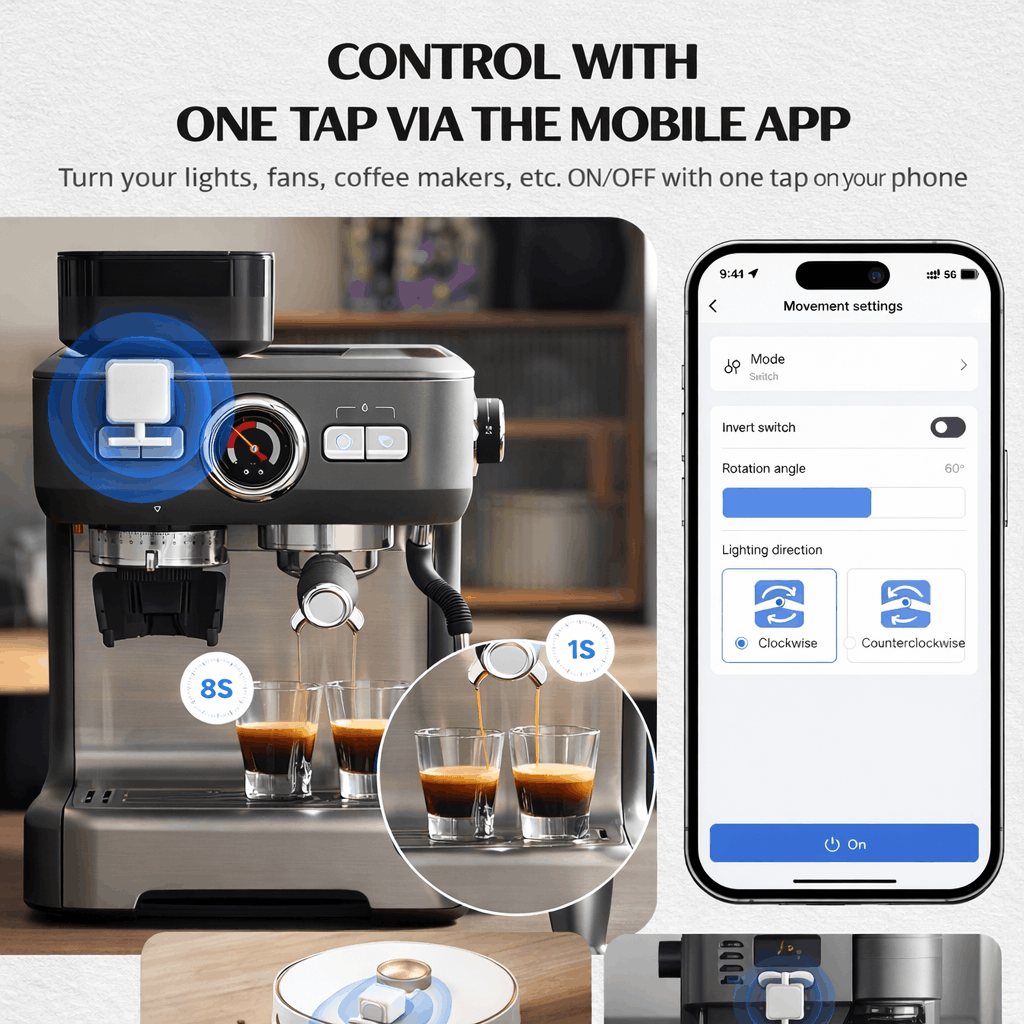 Tuya Bluetooth Fingerbot for Rocker Switch - Smart Button Pusher for ON/OFF Control, App & Voice Control, Timer Automation, Rechargeable Mini Switch Robot