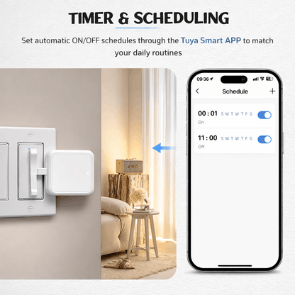 Tuya Bluetooth Fingerbot for Rocker Switch - Smart Button Pusher for ON/OFF Control, App & Voice Control, Timer Automation, Rechargeable Mini Switch Robot