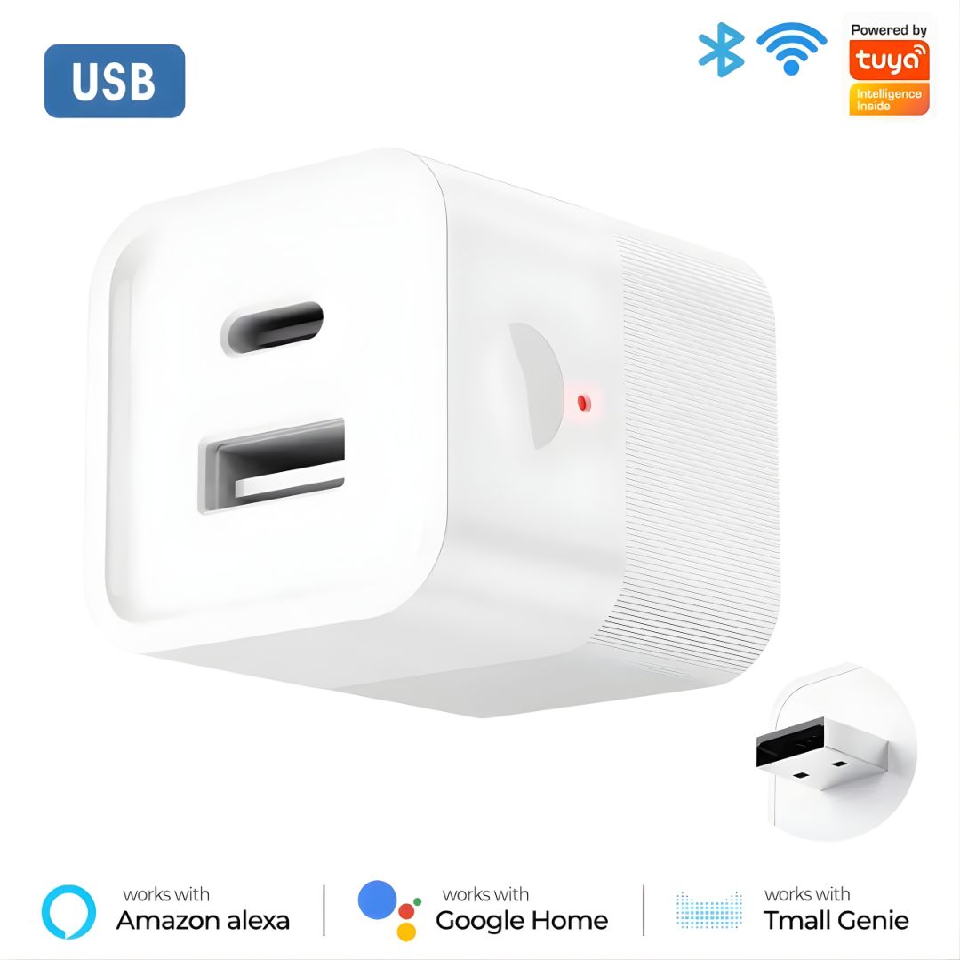 Tuya Smart USB Adapter Switch – Control Micro-USB / USB-C Powered Device Like Lamps, Chargers, or Fans via Mobile APP, Amazon Alexa, Google Home | WiFi & Zigbee Mini Power Controller