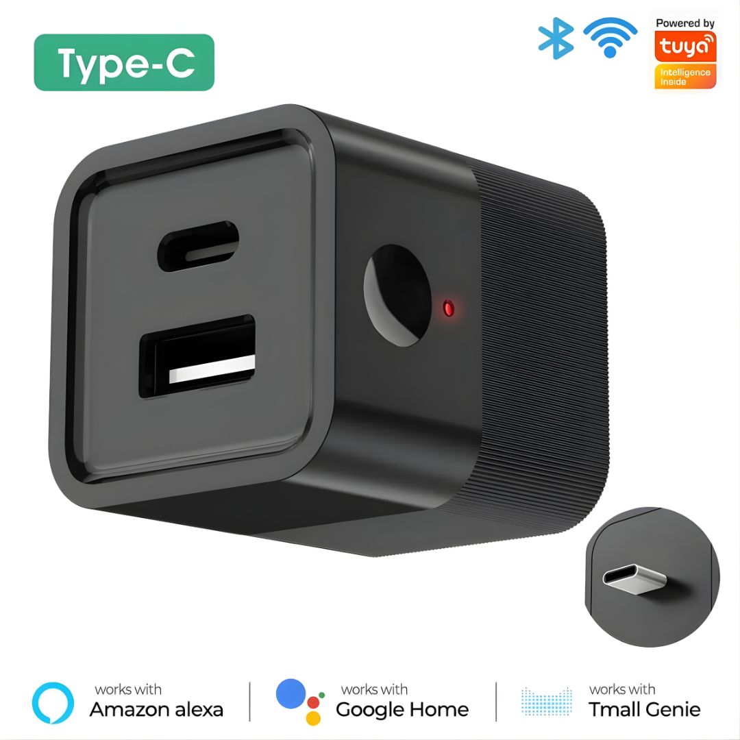 Tuya Smart USB Adapter Switch – Control Micro-USB / USB-C Powered Device Like Lamps, Chargers, or Fans via Mobile APP, Amazon Alexa, Google Home | WiFi & Zigbee Mini Power Controller